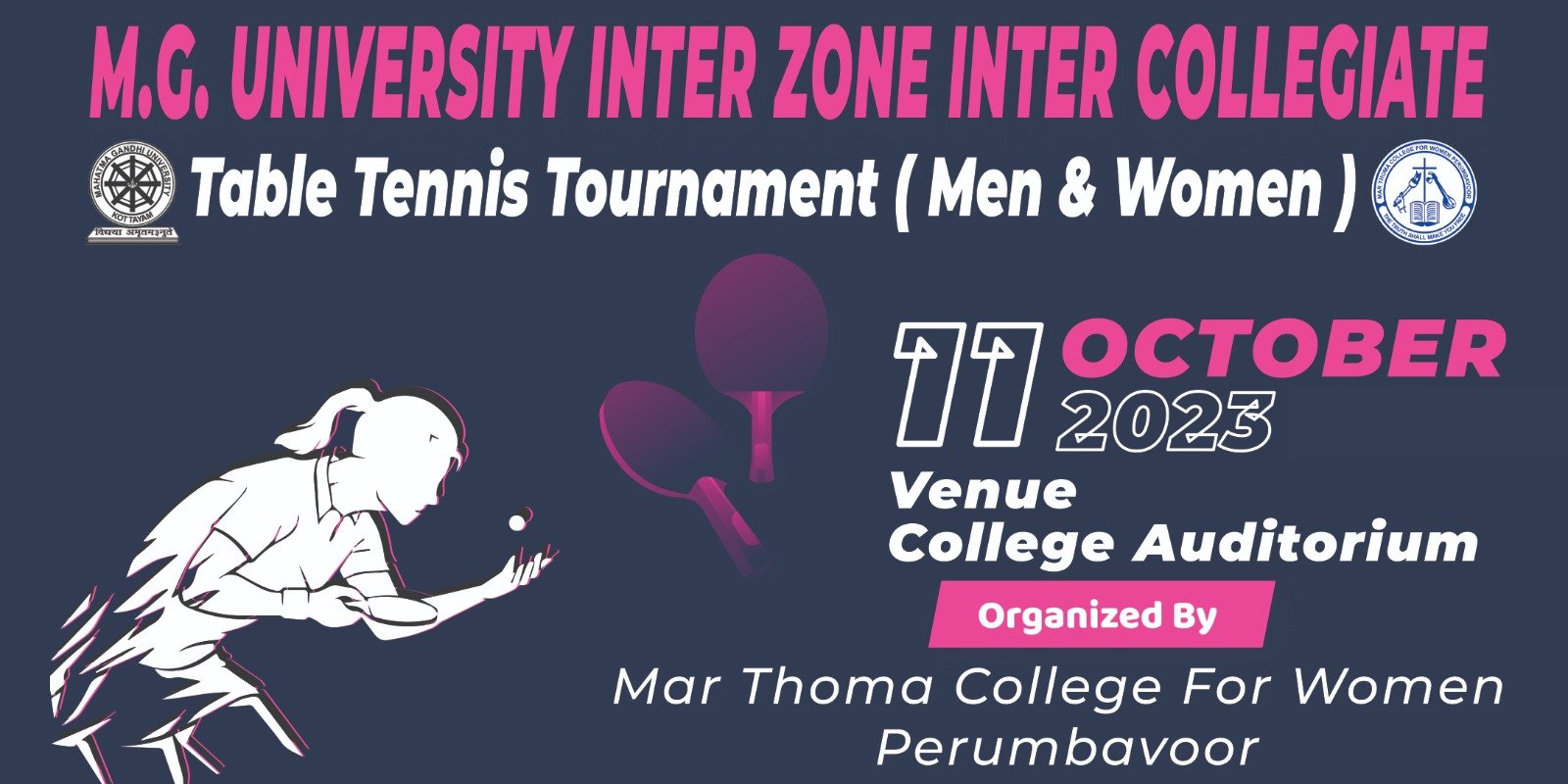 MG University Inter Zone Inter Collegiate Table Tennis Tournament (Men & Women)