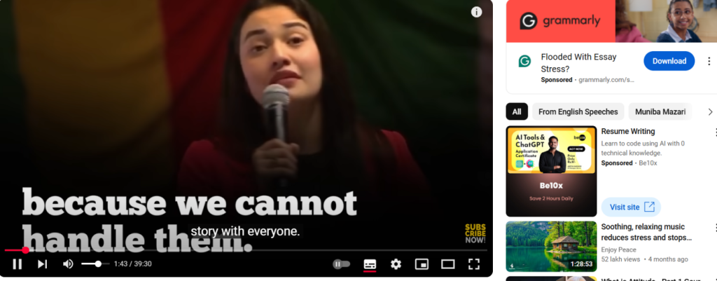 SPEECH BY MUNIBA MAZARI
